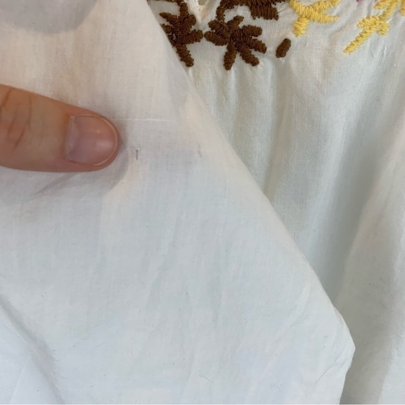 Glam Vintage Soul sz S White Embroidered Multicolour Long Line Women’s Tunic Top - Picture 5 of 9